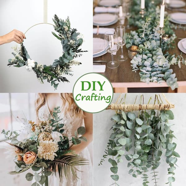 Kunstige silkeblomster, Eukalyptus, 38 cm, Perfekt til blomsterarrangementer, indretning og bryllupper