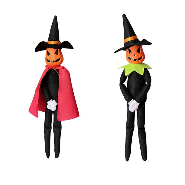 36 cm Græskarfe Legetøj med Sort Hat Hvide Handsker Kostumer Kjoler Kappe til Halloween Efterårshøst Højtidspynt Rød Red
