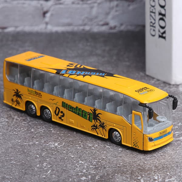 1:50 Simulering Transit Bus Model Legetøj Legering Træk Tilbage Bus Legetøj med Lys og Musik til Børn (Gul)