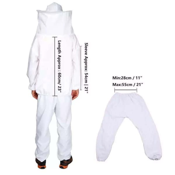 Professional beekeeper suit (includes jacket, trousers, gloves, scraper) white
