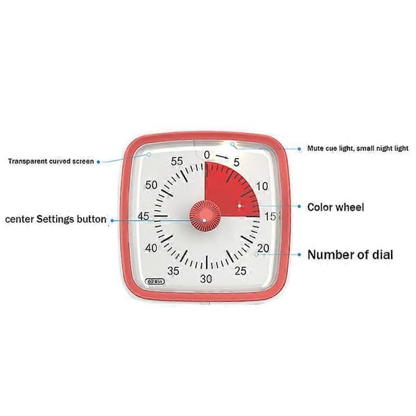 60-minutters timer, klasseværelsestimer, nedtællingstimer til børn og voksne, tidsstyringsværktøj [DB]