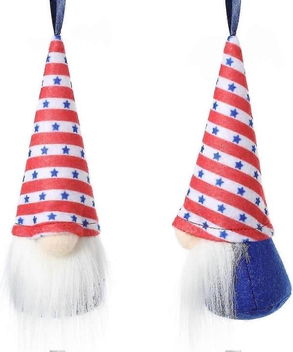 Tomte självständighetsdagsprydnader set om 10, patriotiska tomteprydnader