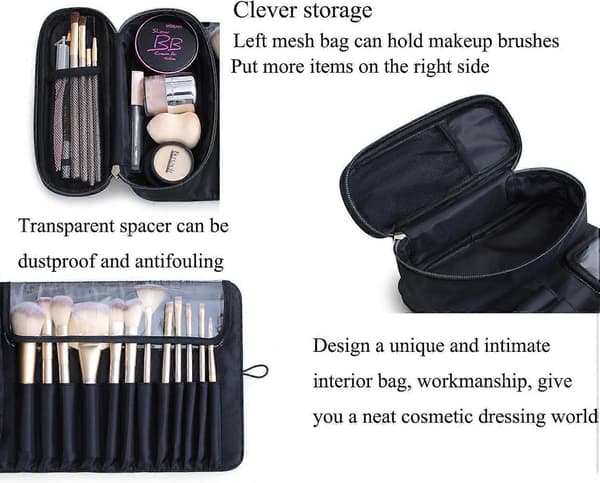 Multifunktionel makeupbørsteorganisator - Makeupbørste kosmetiktaske med 12 lommer