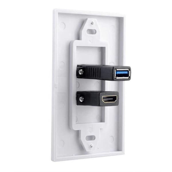 4x 2-port +USB 3.0 Vegguttak Panel Uttak Forlenger Hvit