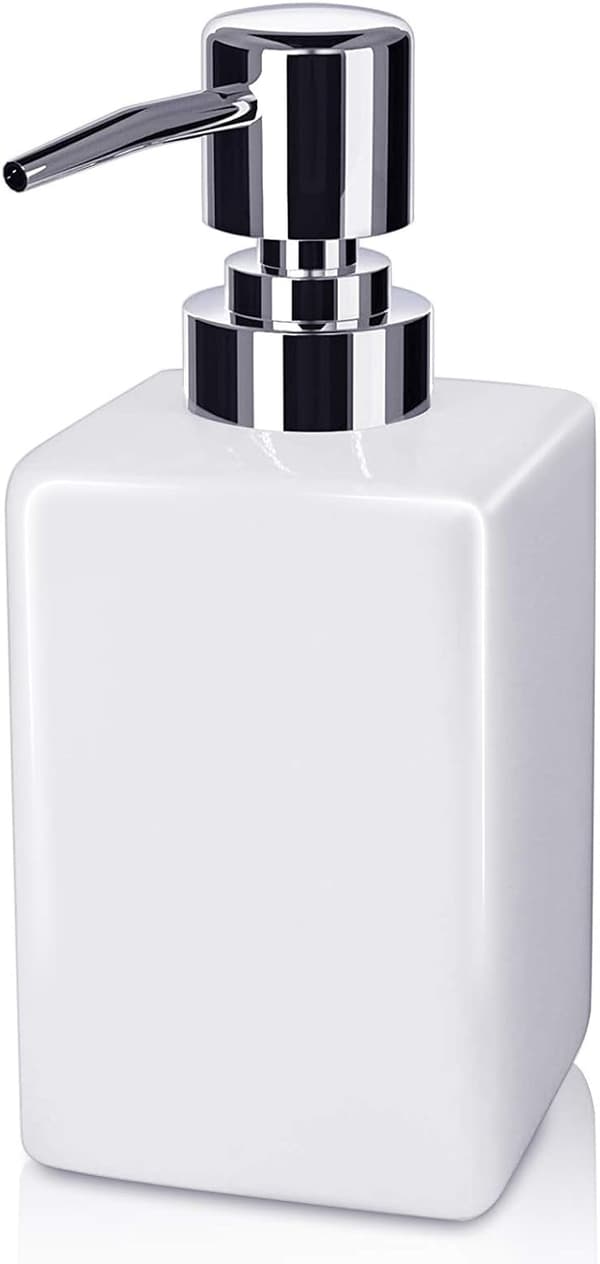 Soap Dispensers, 320ML Square Soap & Lotion Pump for Kitchen/Bathroom/Laundry Room, Refillable Shampoo, Hand Soap, Dish Soap (White)