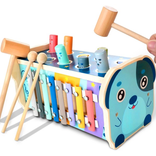 Montessori träleksak för 2 3 4 år gamla barn Hammerleksak