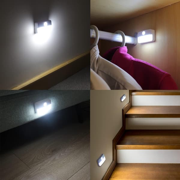 Nattlampe med bevegelsessensor, sensorlampe, 2 LED-skaplamper, batteridrevet aksentlampe, kald hvit