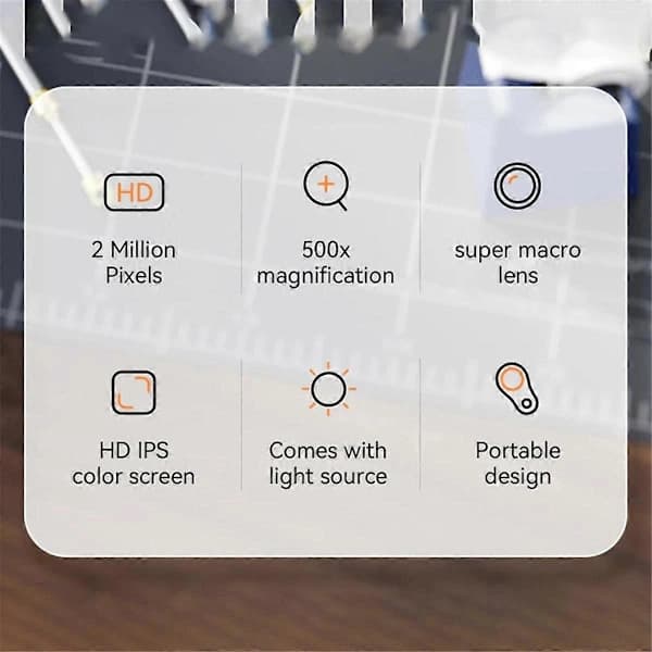 2.0 inch IPS HD Screen Digital Handheld Microscope 1080P 500X Video Microscope with Magnifier