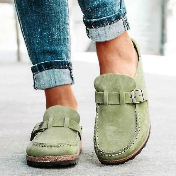 Women's Comfortable Suede Slip-On Sandals Summer Home Office Shoes Green 37