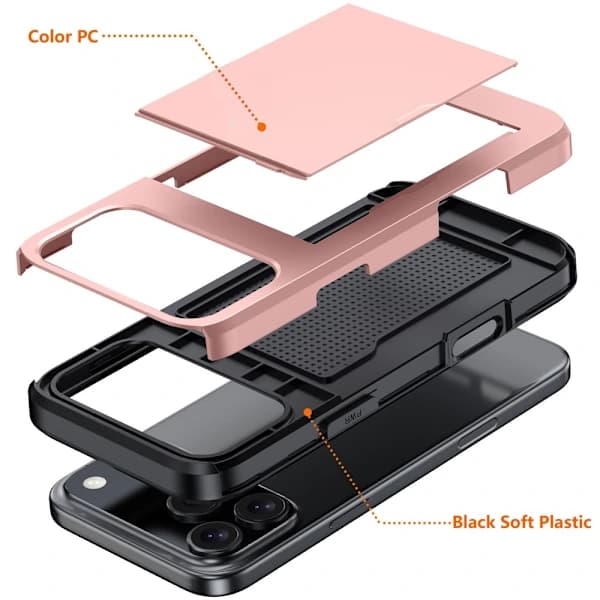 iPhone 17 Pro Hybrid Cover med Kortlomme Sort