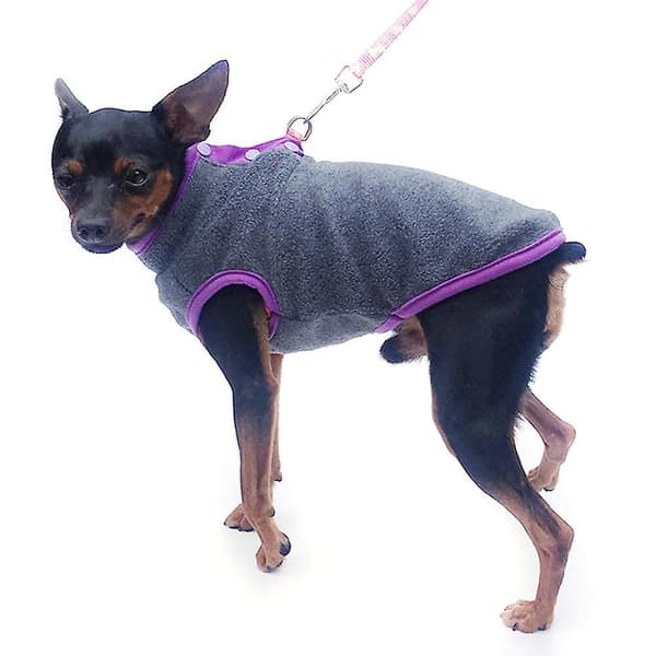 2 stk. hundehvalp vinter varmt tøj fleece pullover sweater frakke tøj (S) mørkegrå