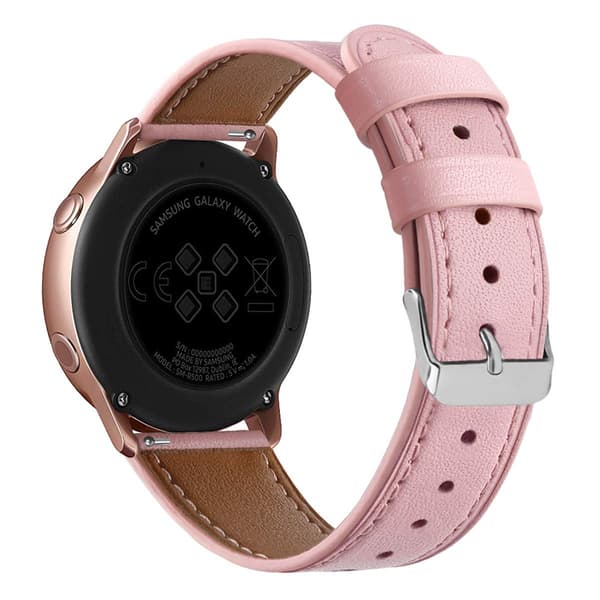 Compatible with Samsung Galaxy Watch 5/5 Pro/4/4 Classic/3 41mm /42mm/Active 2, 20mm Soft Leather Replacement Strap for Huawei GT2 / GT3 42mm (Pink)