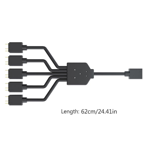 ARGB 1 til 5 3-Pin 5V Fleksibel Fan RGB Adapter Kabel Computer Kabinet Stik Splitter til MSI 12