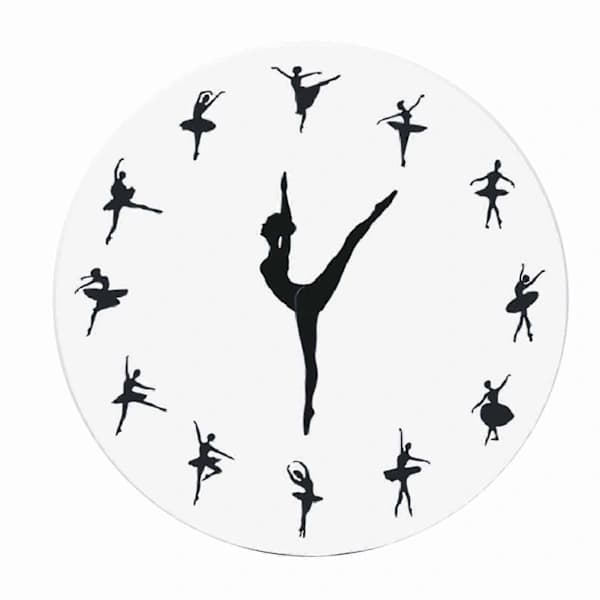 Ballerina Väggklocka Tyst Akryl Balettdans Hängande Dekor för Hem Vardagsrum Sovrum