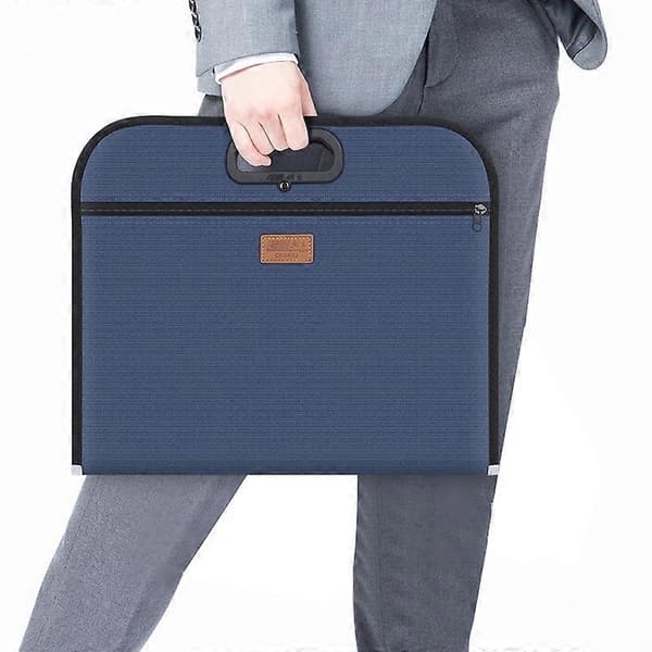 Multifunctional Portable Business Briefcase Large Capacity Oxford Cloth File Bag Blue