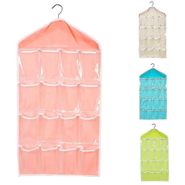(Pink) Household Foldable Wardrobe Socks Shoe Toy Underwear Sorting Storage Bag Door Wall Hanging