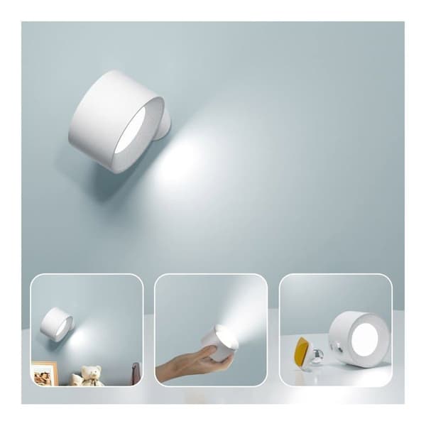Indoor Wall Lamp, Touch LED Wall Light with USB Charging Port, Touch Control, 3 Brightness Levels (White)