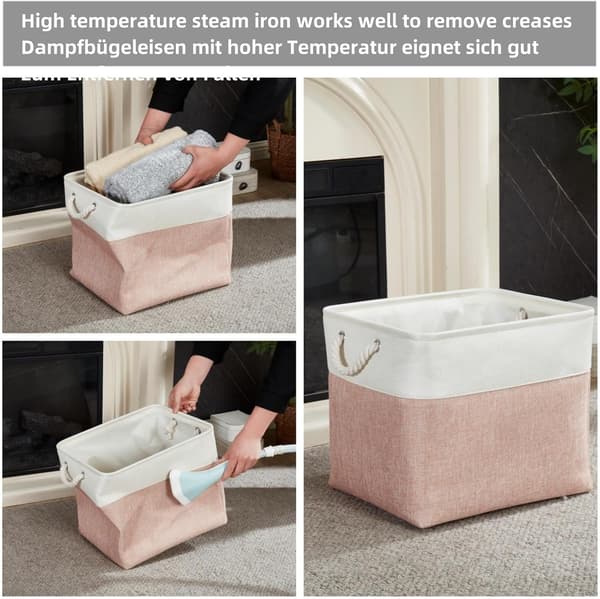 Foldable Fabric Storage Baskets for Organizing Clothes, Shelf in Children's Room, Wardrobe (Pink/White, 28*28*28cm)