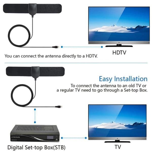 25 mil rækkevidde Antenne TV Digital HD 4K Antenne Digital Indendørs HD Sort one size