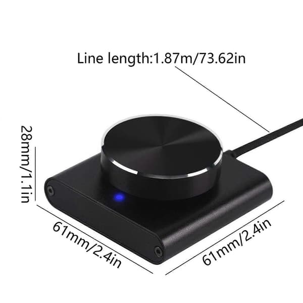 USB Computer PC Højttaler Ekstern Lydstyrkekontrol Justeringsknap Sort