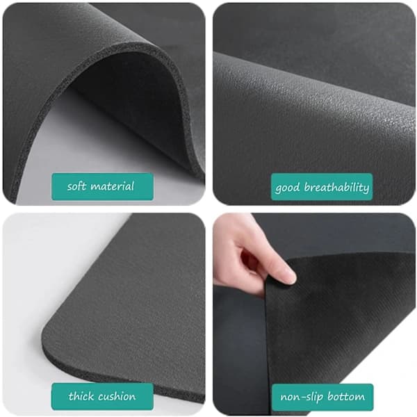 Drainage Mat, Super Absorbent Kitchen Drainage Mat, Quick Drying Sink Mat, Non-Slip Drainage Mat For Kitchen Countertop Dark Grey 50*60cm