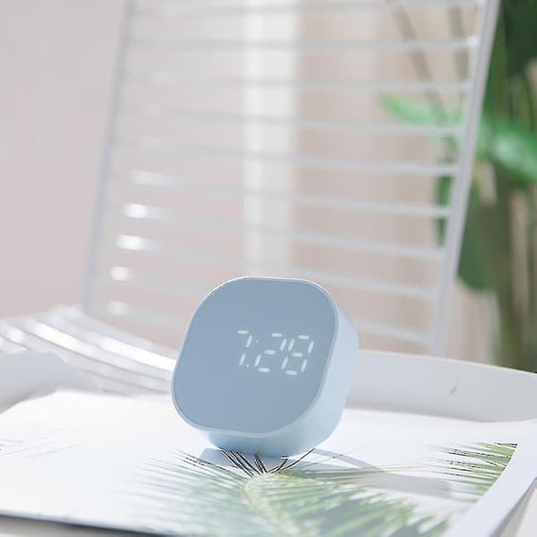 Firkantet lille vækkeur Lysende Lydløs LED Multifunktionelt digitalt ur Lys Lyseblå Lyseblå Light blue