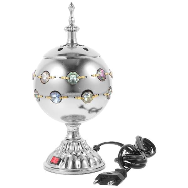 Elektrisk arabisk røgelsesbrænder til skrivebord med låg, stik-ind røgelseskar ornament EU-stik