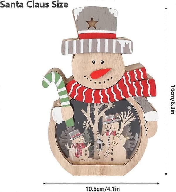 Julepynt Julenisse LED Julepynt Borddekorasjon LED Trebelyst Snømannpynt til Festdekorasjon (Snømann)