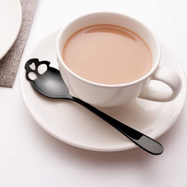 6 skeer i rustfrit stål med kranieform til sukker, kaffe, kage, dessert, is - Sæt med 6