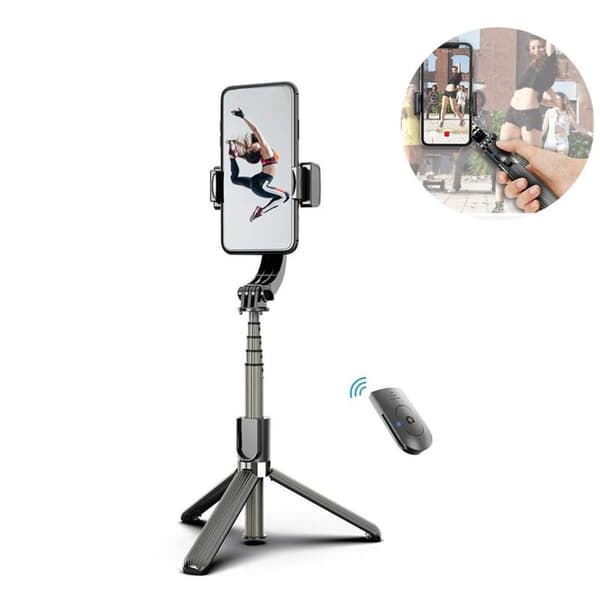 3-i-1 Telefon Gimbal Stabilisator Selfie Stick Stativ 86cm 5 Delar med KLB