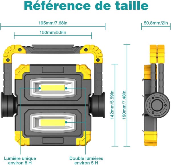 Genopladelig LED-belysning, Foldbar LED-arbejdslampe 3