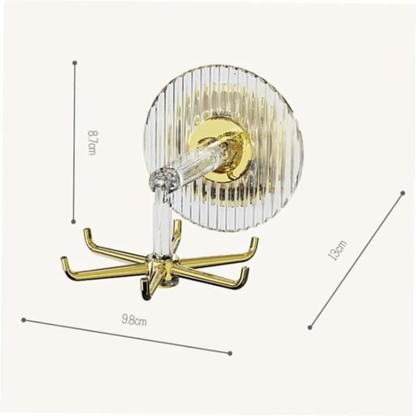 Gold Kitchen Utensil Holder - Modern Light 360° Rotating Wall Hooks for Home Bathroom