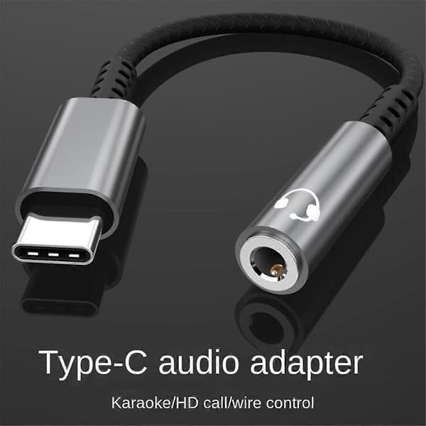 USB Type C til 3,5 mm Hovedtelefonstik Digital Lydadapter Konverter USB C til 3,5 mm Hovedtelefon Aux Kabel Grå
