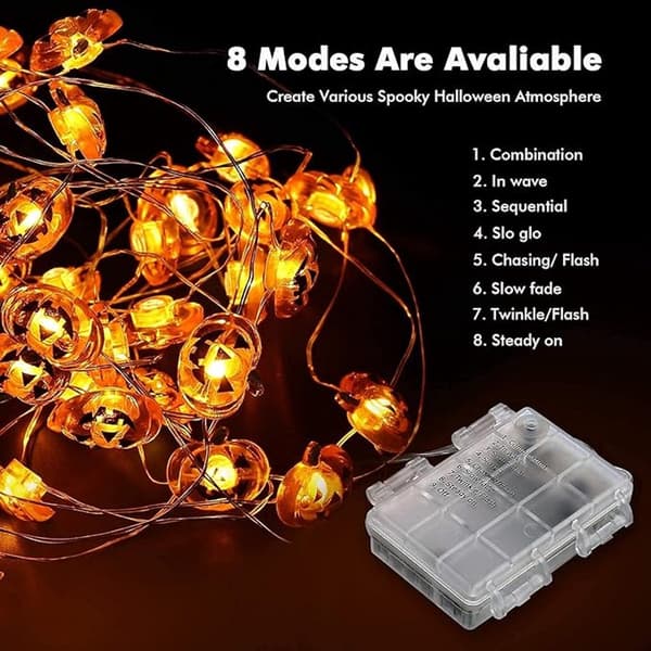 Halloween String Lights - LED String Lights - 30 LED - Decorative String Lights - Battery Operated - Waterproof - Pumpkin Lights - Halloween