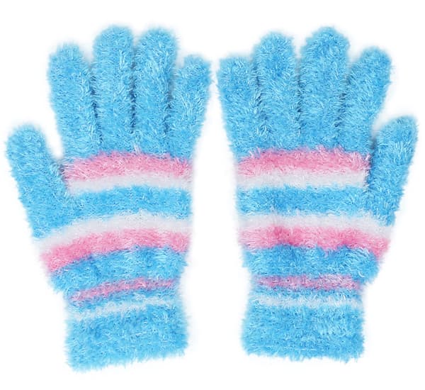 Dame tenåringsvinter Fuzzy Fun Fargerike stretchhansker (blå)