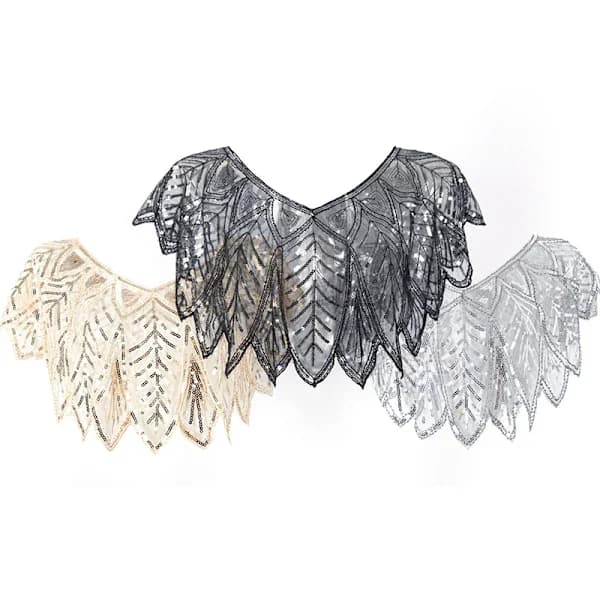 1920s Sequin Evening Shawl Wedding Shawl Bolero
