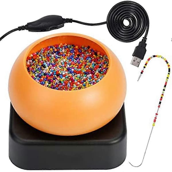 Electric Bead Spinner, Adjustable Speed Bead Loader, Bead Loading Bowl With Electric Base, Needle