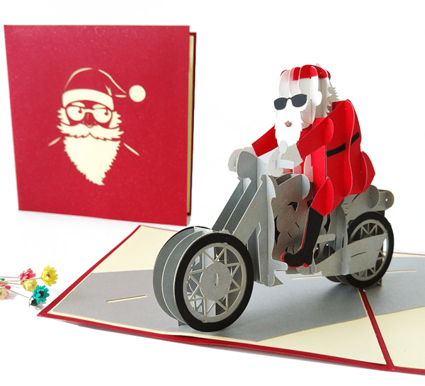 4 stk julehilsenskort kreative håndlagde 3D tre