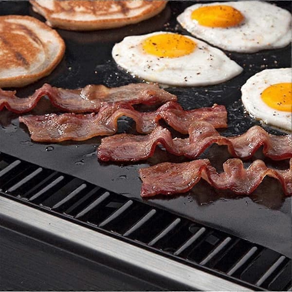 Sett med 5 Grillmatter for Grilling og Baking Barbecue, Teflon Grillmatte - Svart Grillmatte 33x40cm