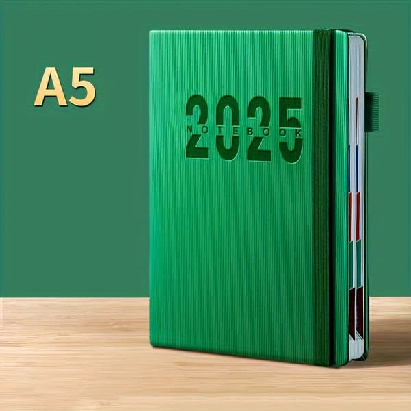 2025 Ny Kalenderlogbog Selvdisciplin Check In Tidsstyring En Side Per Dag 365 Dages Plan Kontor [DB] Grøn Green