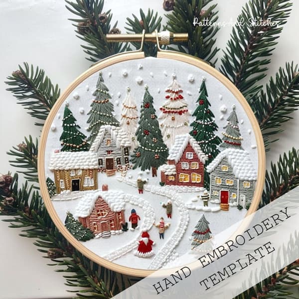 DIY Handbroderi Startkit - 3 Set med Mönster och Båge
