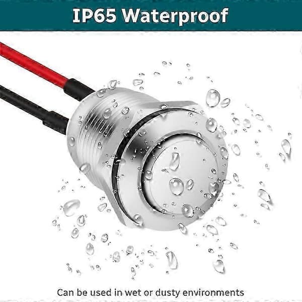 6 Pcs Push Buttons, 12mm Momentary Push Button, Waterproof Metal Button, Protruding Push Button with Cable