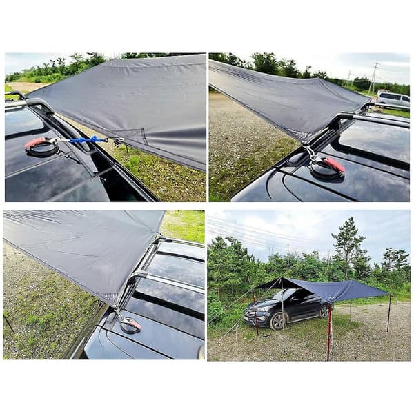 4 Pieces Suction Cup Mount with Fixing Hook, 8 S-Hooks, Awning Mount Suction Cup Hook for Car Side Tent Camping Tarp Accessories [DB]