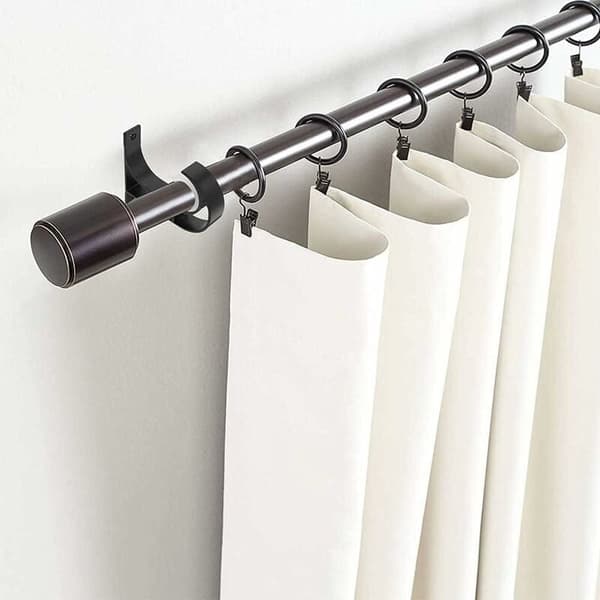Black Curtain Rod Brackets - Aluminum Alloy, Ceiling Mounted Hanging Bracket with 8 Screws, 2 Pieces