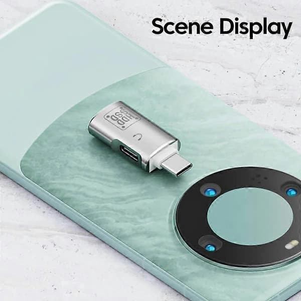 JS-109 Type-C OTG-adapter til digitale headsets og USB-drev, USB-C til Type-C/USB 3.0-konverter - Sølv