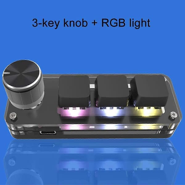 RGB 3-key Macro Keyboard with Custom Knob for Copy/Paste (Mini Keypad)