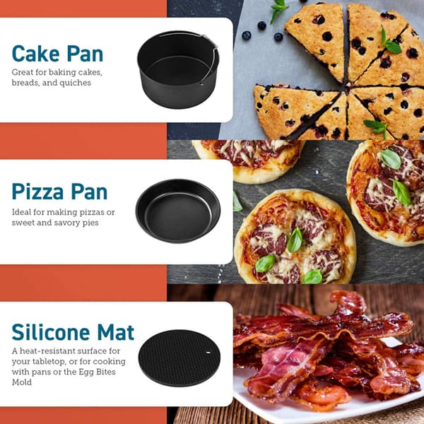 Tums Air Fryer tilbehørssæt, dampstativ i rustfrit stål, pizzatallerken, 6-pak A——6pcs
