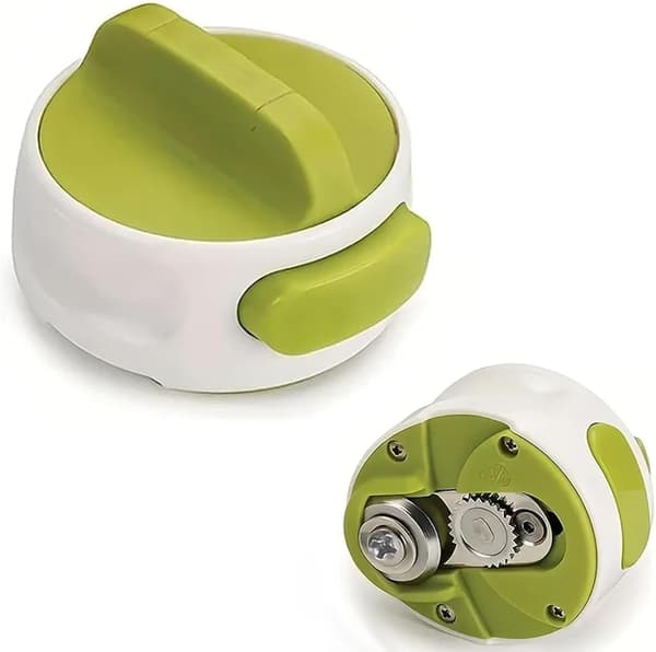 2-pack Compact Can Opener with Twist Lock, Portable Space-Saving Manual Stainless Steel Green