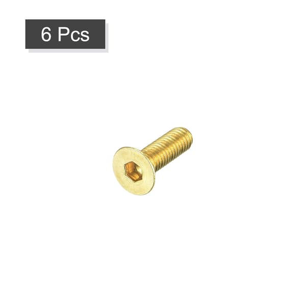 Flat Head Hex Socket Screws, M3-0.5 x 10mm Brass Hex Fasteners Bolts 6pcs