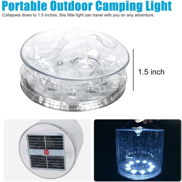 Solar LED Camping Lantern, 75 Lumens, 4 Modes, Portable Foldable, for Hiking Emergencies, Compatible with Solar Charging (2-pack)